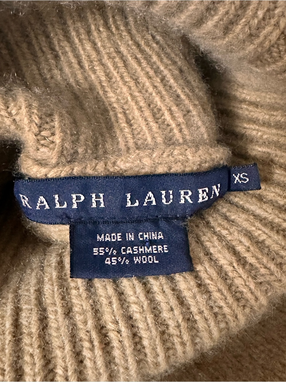 Ralph Lauren Women's Cashmere Wool Turtleneck Sweater Camel Classic Size XS - Picture 5 of 9